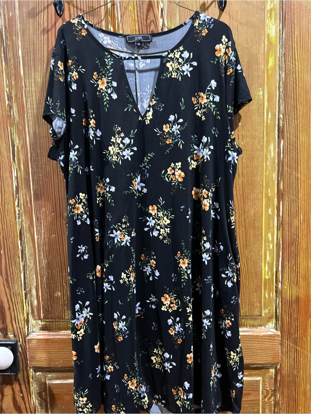 Vibe Black Floral Dress with Strap Detail